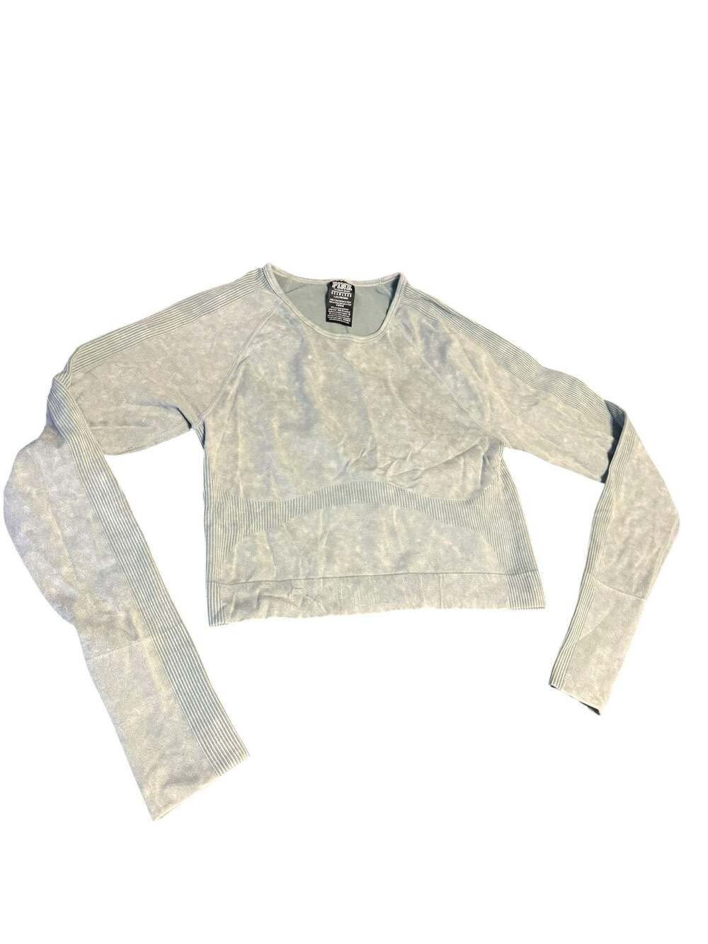 Victoria's Secret PINK Seamless Long Sleeve Crop Top Light green Acid Wash